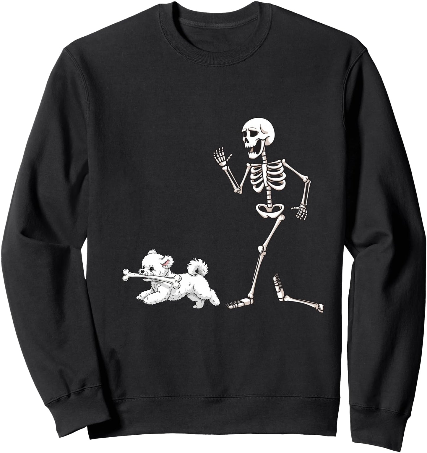 Funny Halloween Bichon Frise and Skeleton Sweatshirt