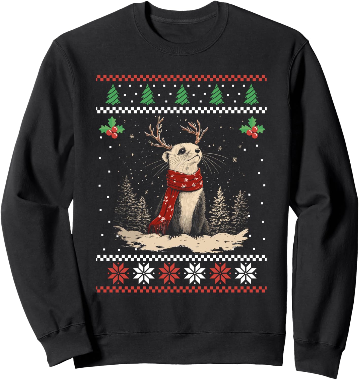 Ferret Reindeer Ugly Christmas Sweater Xmas Sweatshirt