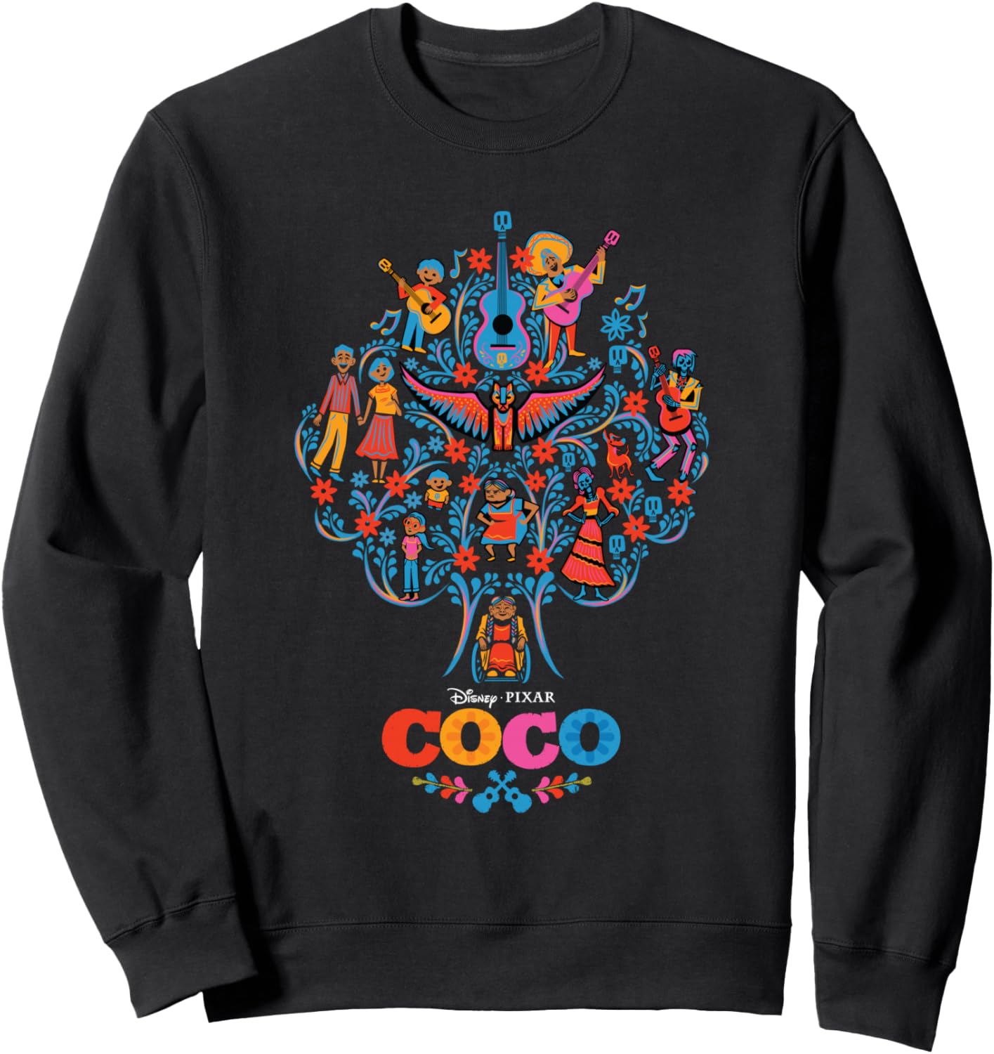 Disney Pixar Coco Iconic Colorful Family Tree Chest Poster Sweatshirt