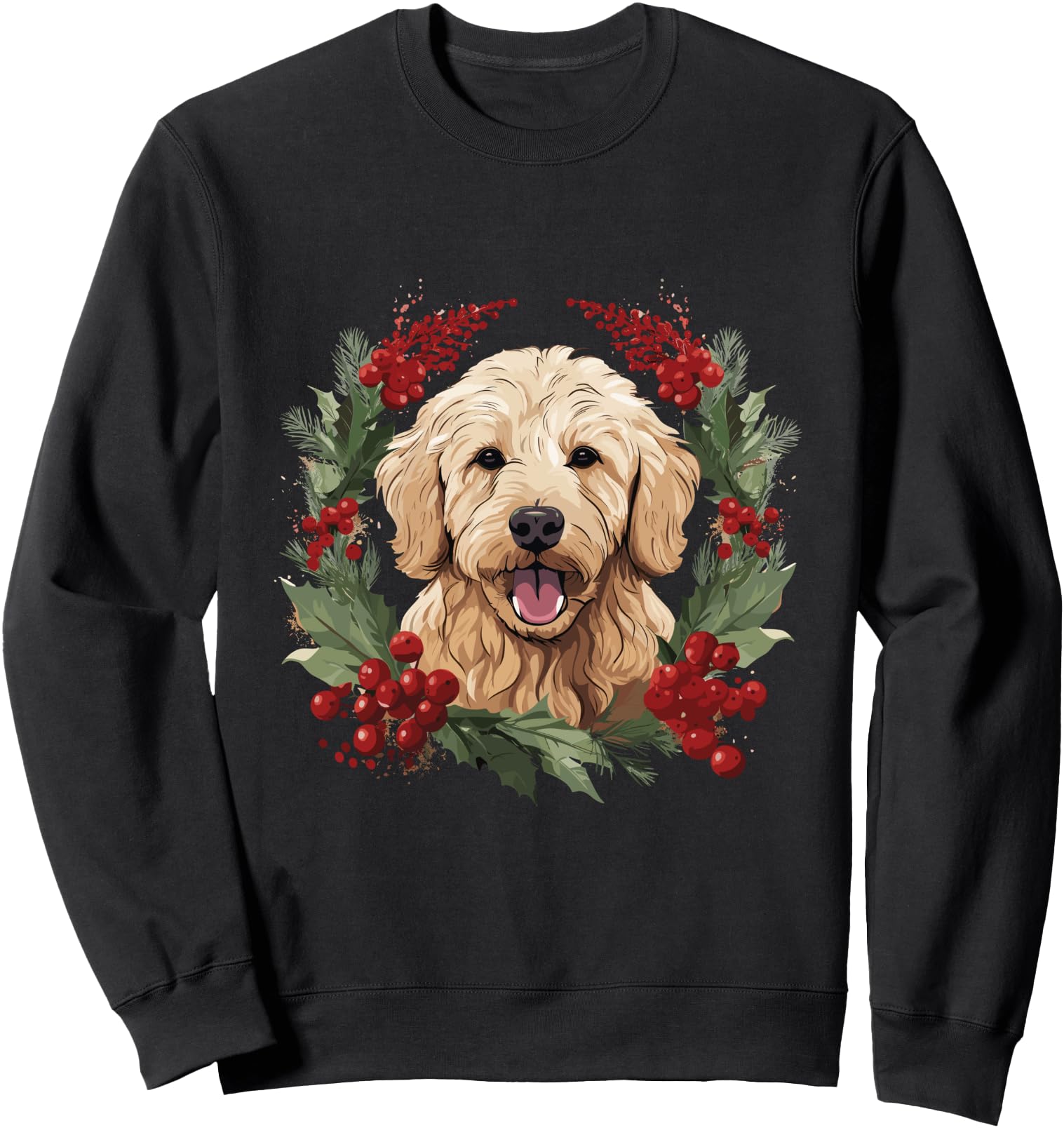 Goldendoodle Christmas Wreath Cute Doodle Dog Sweatshirt
