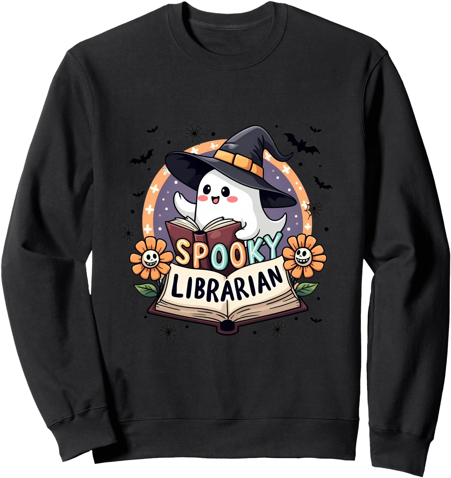 Groovy Spooky Librarian Halloween Library Ghost Sweatshirt