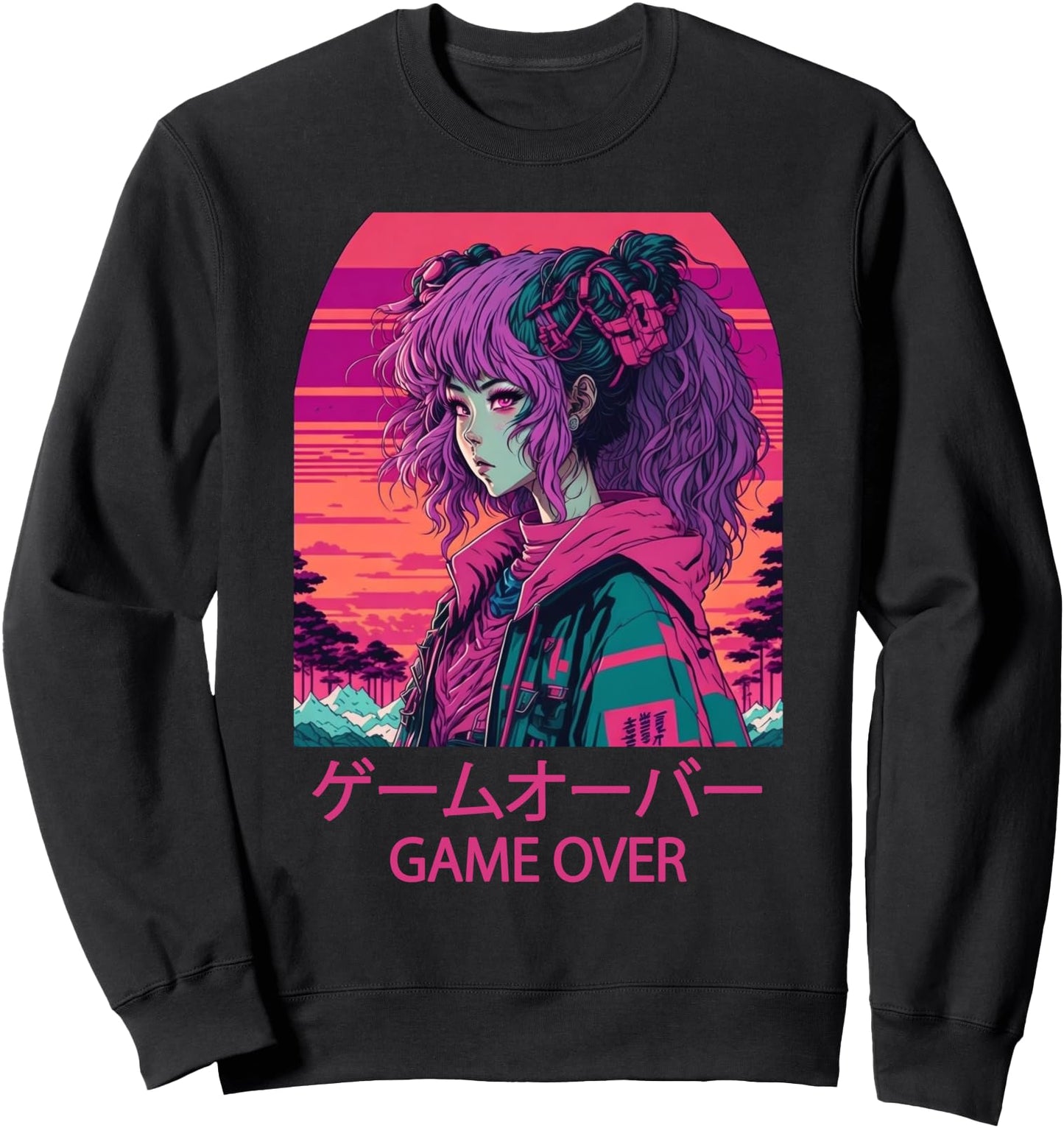 Anime Girl Game Over Indie Aesthetic Japanese Vaporwave Sweatshirt