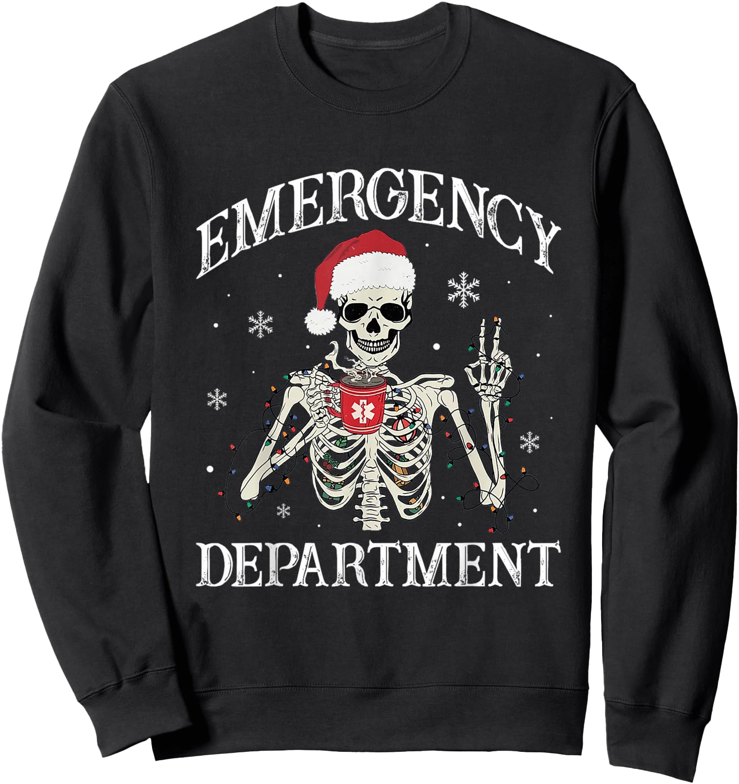 Retro Emergency Department Christmas Nurse Skeleton Santa Sweatshirt