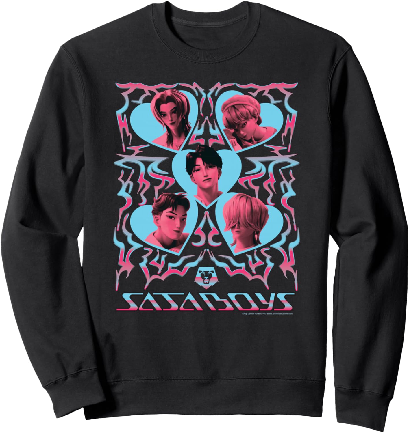 KPop Demon Hunters Halloween Saja Boys Heart Shapes Portrait Sweatshirt