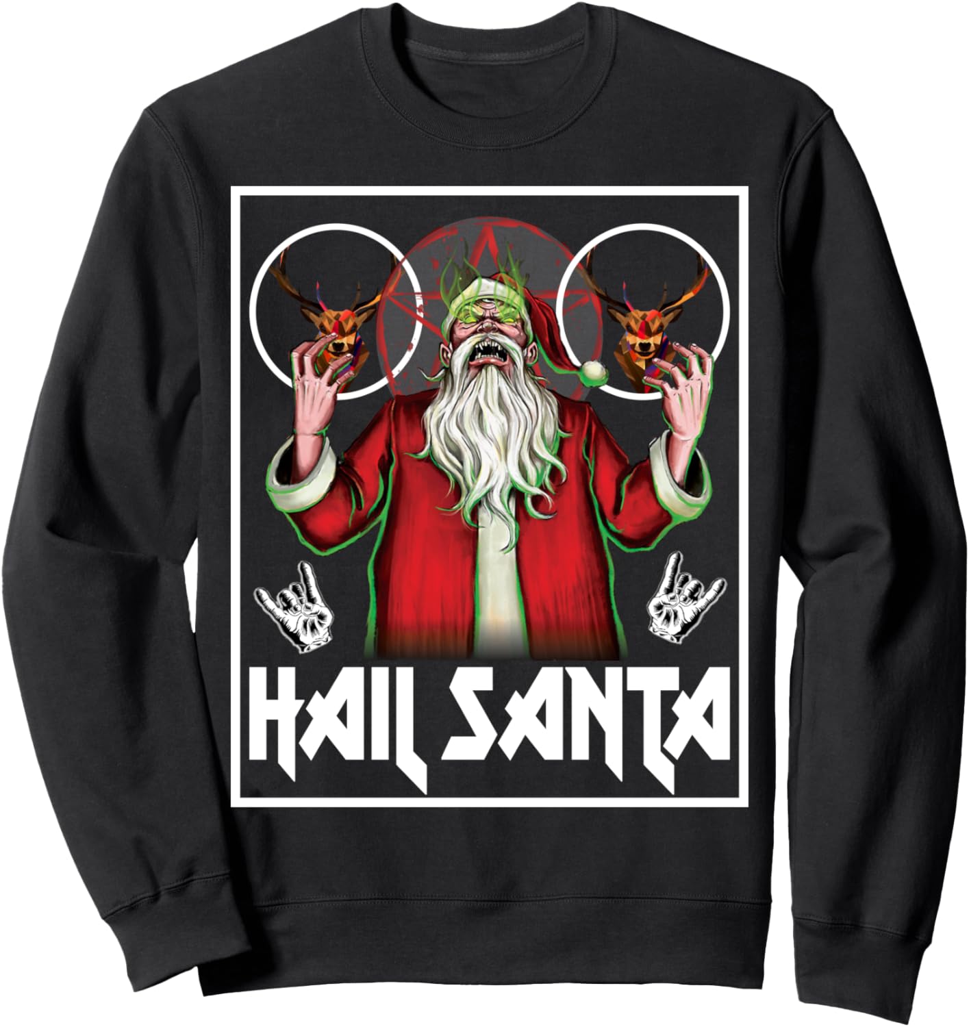 Hail Santa Sleigher Heavy Metal Ugly Christmas Sweatshirt