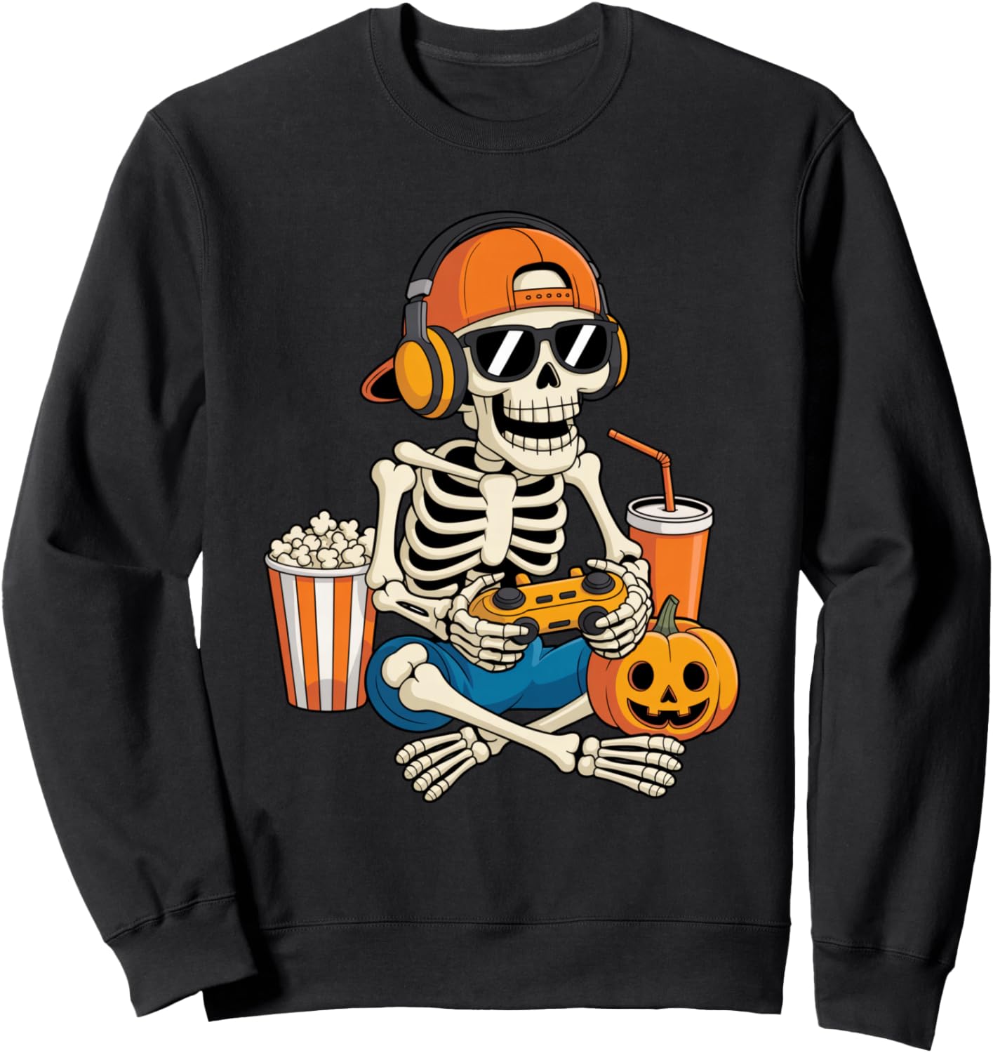 Halloween Shirts Cool Teen Boy Skeleton Gaming Men Halloween Sweatshirt