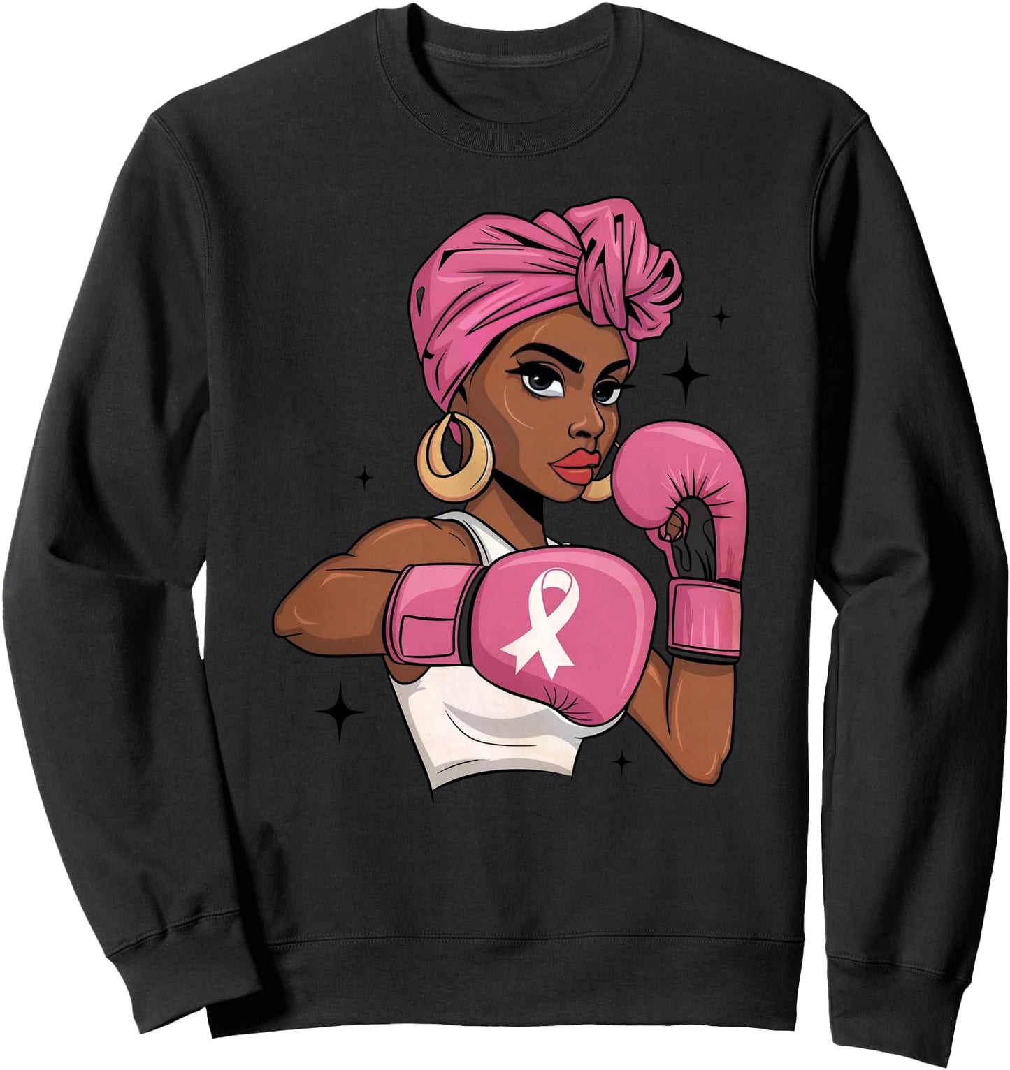 Breast Cancer Awareness African American Afro Pink Ribbon Sweatshirt