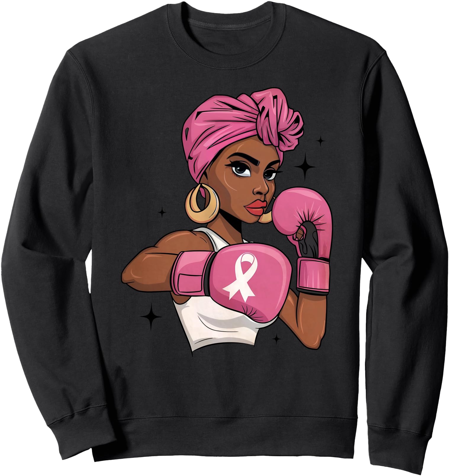 Breast Cancer Awareness African American Afro Pink Ribbon Sweatshirt