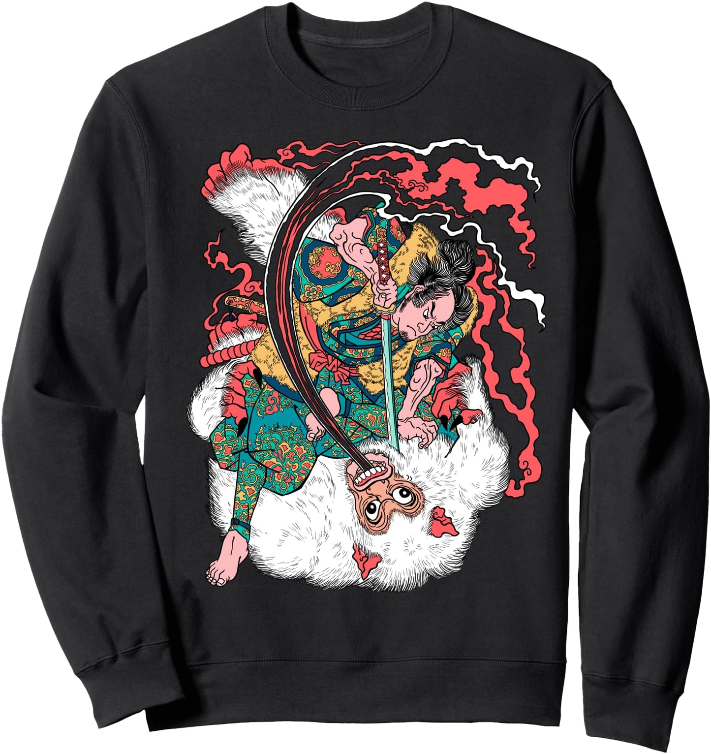 Samurai Killing Oni Ogre Yeti ukiyo-e Japanese Kuniyoshi Sweatshirt