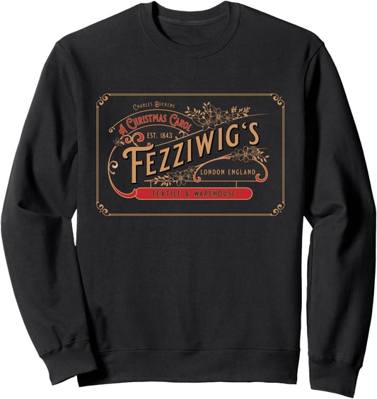 Charles Dickens' Christmas Carol, Fezzigigg's, Scrooge &amp; Marley, Black Unisex Adult Classic Novelty Christmas Sweatshirt