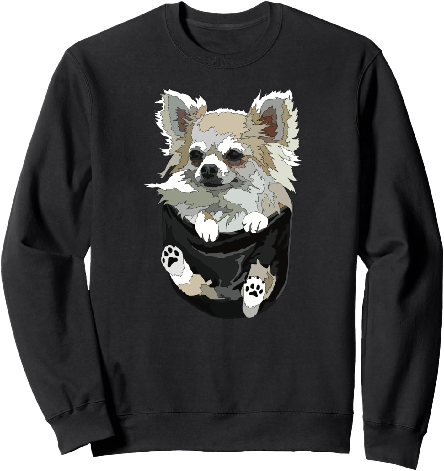 Long Hair Chihuahua Long Haired Chiwawa Dog In Pocket Mom Sweatshirt