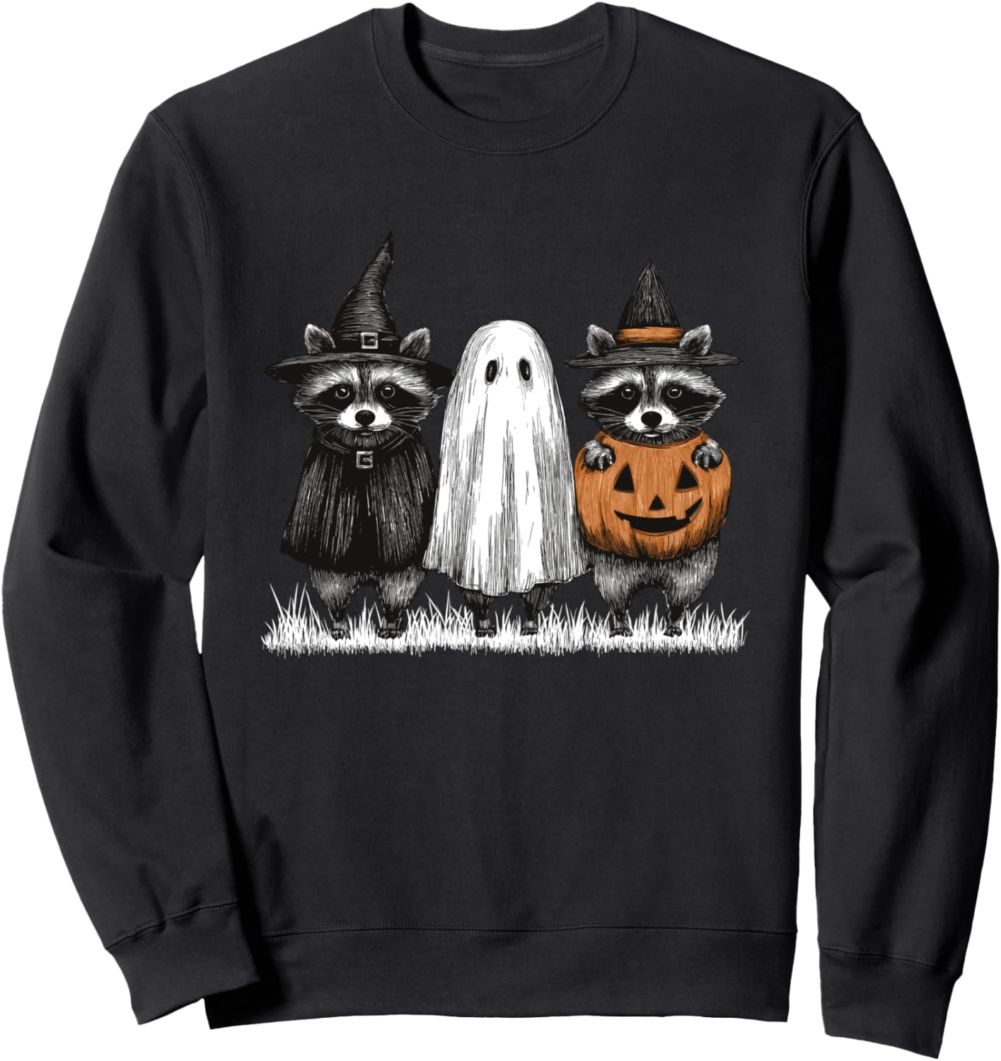 Spooky And Feral Raccoon Halloween Raccoon Ghost Trash Panda Sweatshirt
