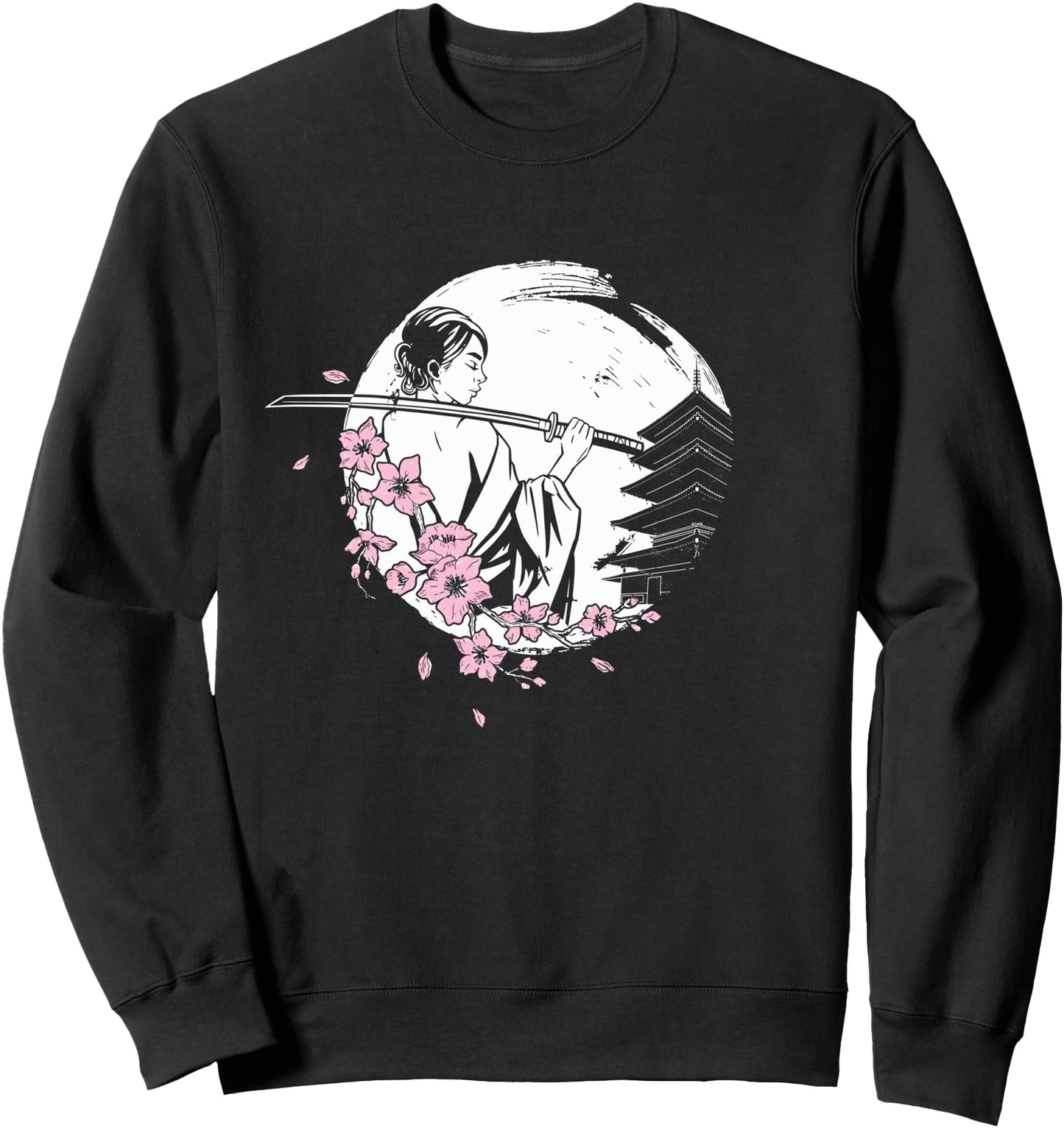 Female Samurai with Japanese Samurai and Cherry Blossom Sweatshirt