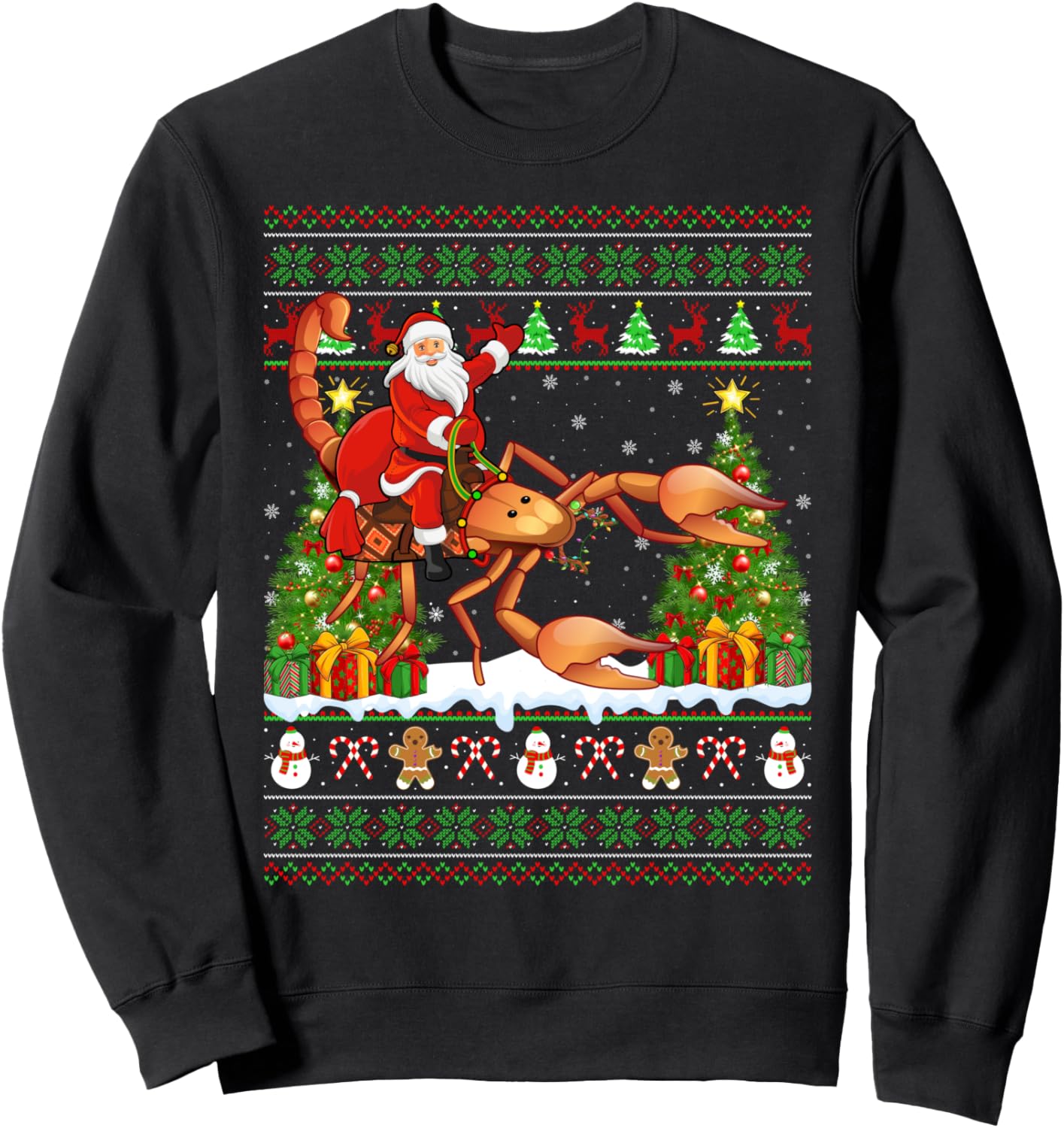 Scorpion Xmas Sweater Ugly Santa Riding Scorpion Christmas Sweatshirt