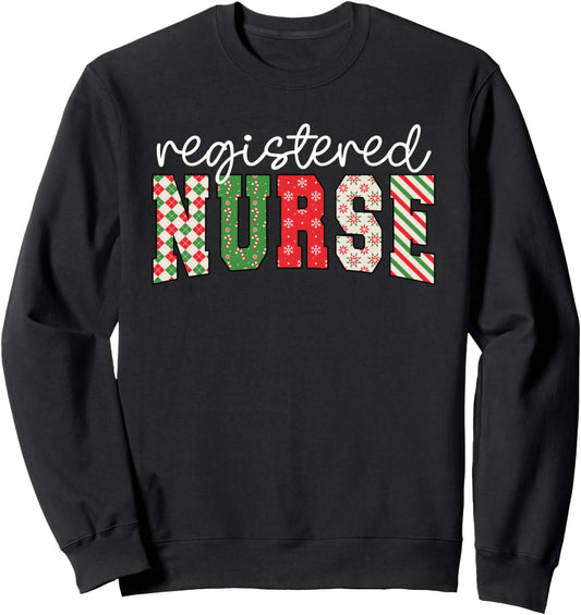 Christmas Nurse Print Registered Nurse Nursing School Xmas Sweatshirt