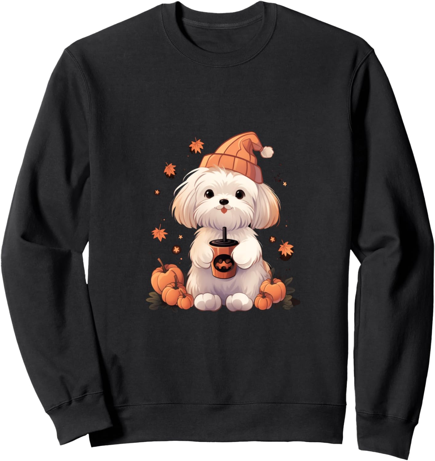Maltese Pumpkin Spice Latte Fall Thanksgiving Halloween Sweatshirt