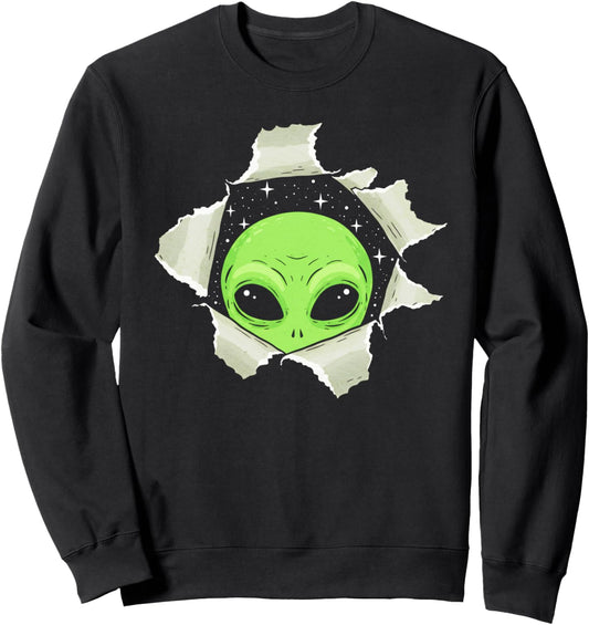 Alien torn the fabric for kids boys girls alien lovers gifts Sweatshirt