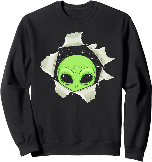 Alien torn the fabric for boys girls alien lovers gifts Sweatshirt