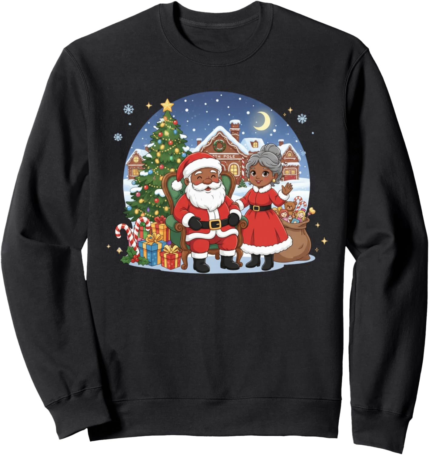 Black Girl Santa Claus Holiday African American Christmas Sweatshirt