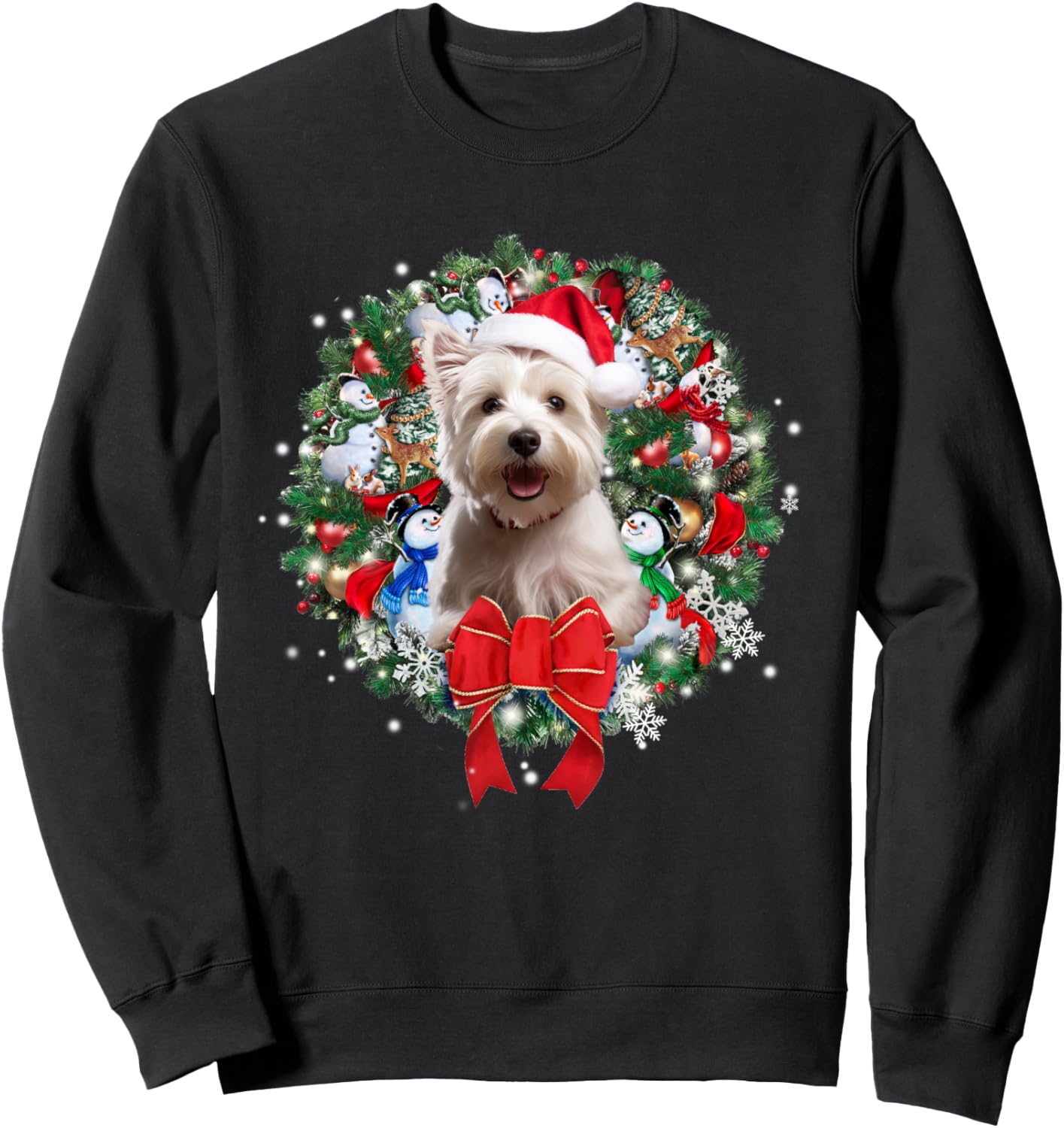 Westie Christmas Wreath Decoration Xmas Pajamas Sweatshirt