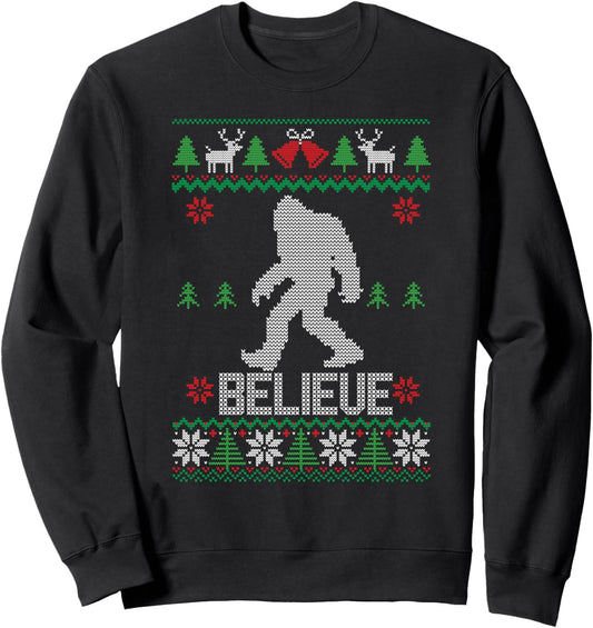 Christmas Believe Shirt FUNNY Bigfoot Ugly Xmas Sweatshirt