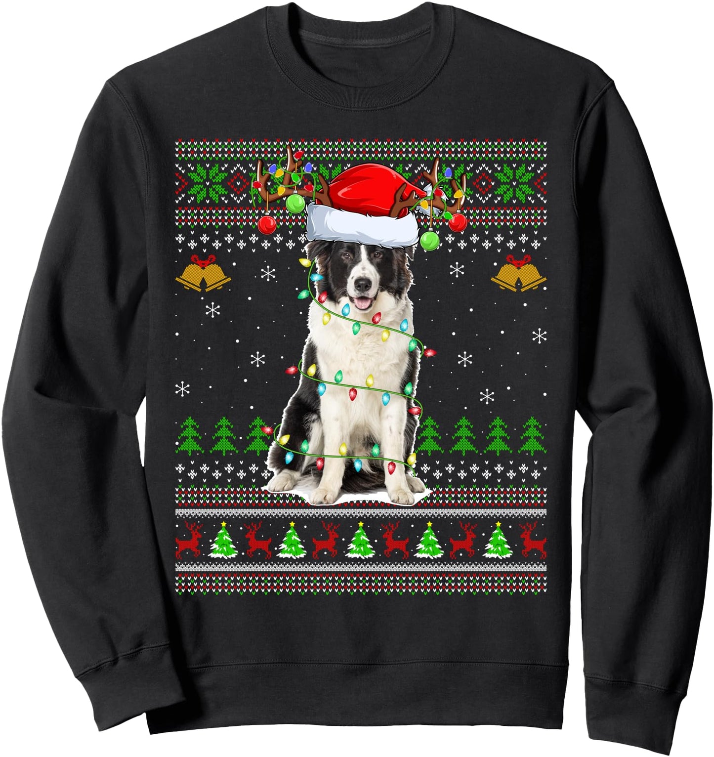 Ugly Sweater Xmas Lights Australian Shepherd Dog Christmas Sweatshirt