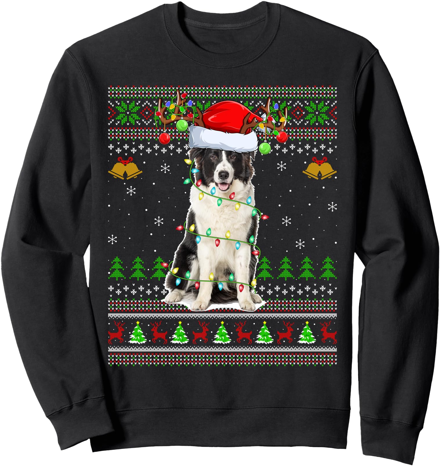 Ugly Sweater Xmas Lights Australian Shepherd Dog Christmas Sweatshirt