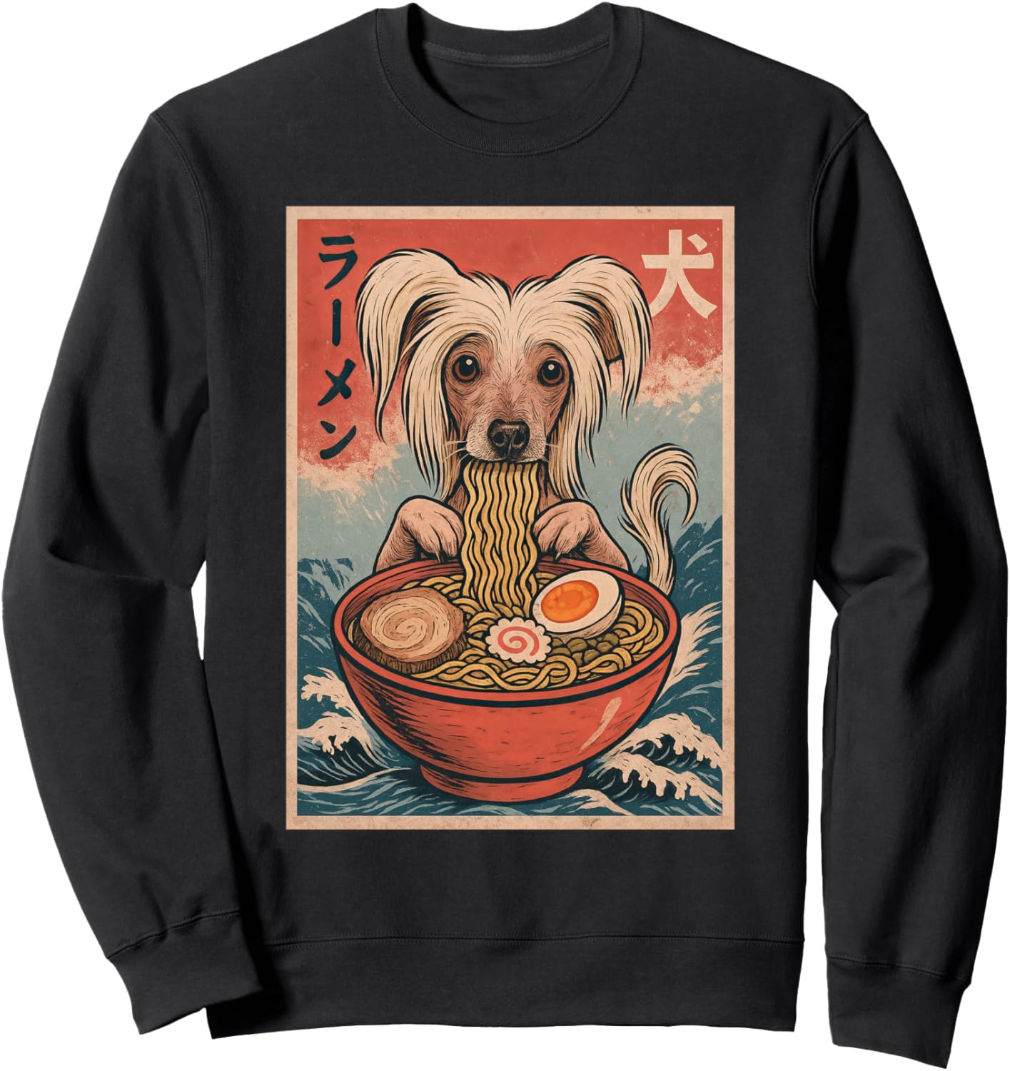 Chinese Crested Eating Ramen Kawaii Anime Dog Lover Sweatshirt