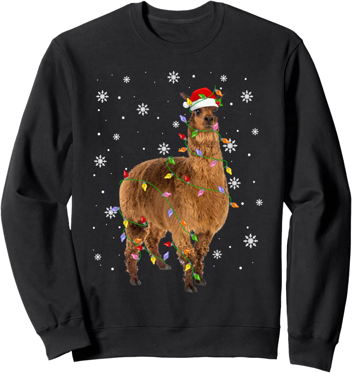 Alpaca Llama Christmas Lights Funny Santa Animal Lover Xmas Sweatshirt