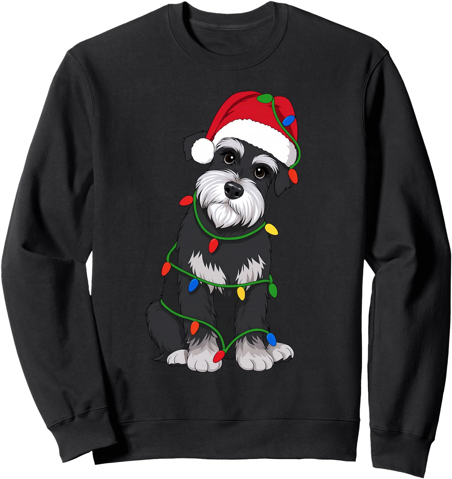 Schnauzer Christmas Tree Lights Holiday Dog Lover Sweatshirt