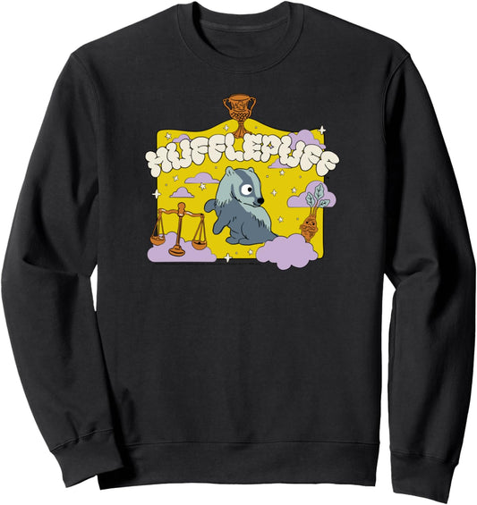 Amazon Essentials Harry Potter Hogwarts Hufflepuff House Cartoon Scene Sweatshirt
