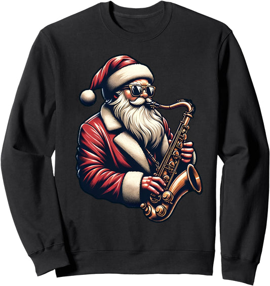 American Santa Playing Saxophone Xmas Jazz Christmas Musical Sweatshirt