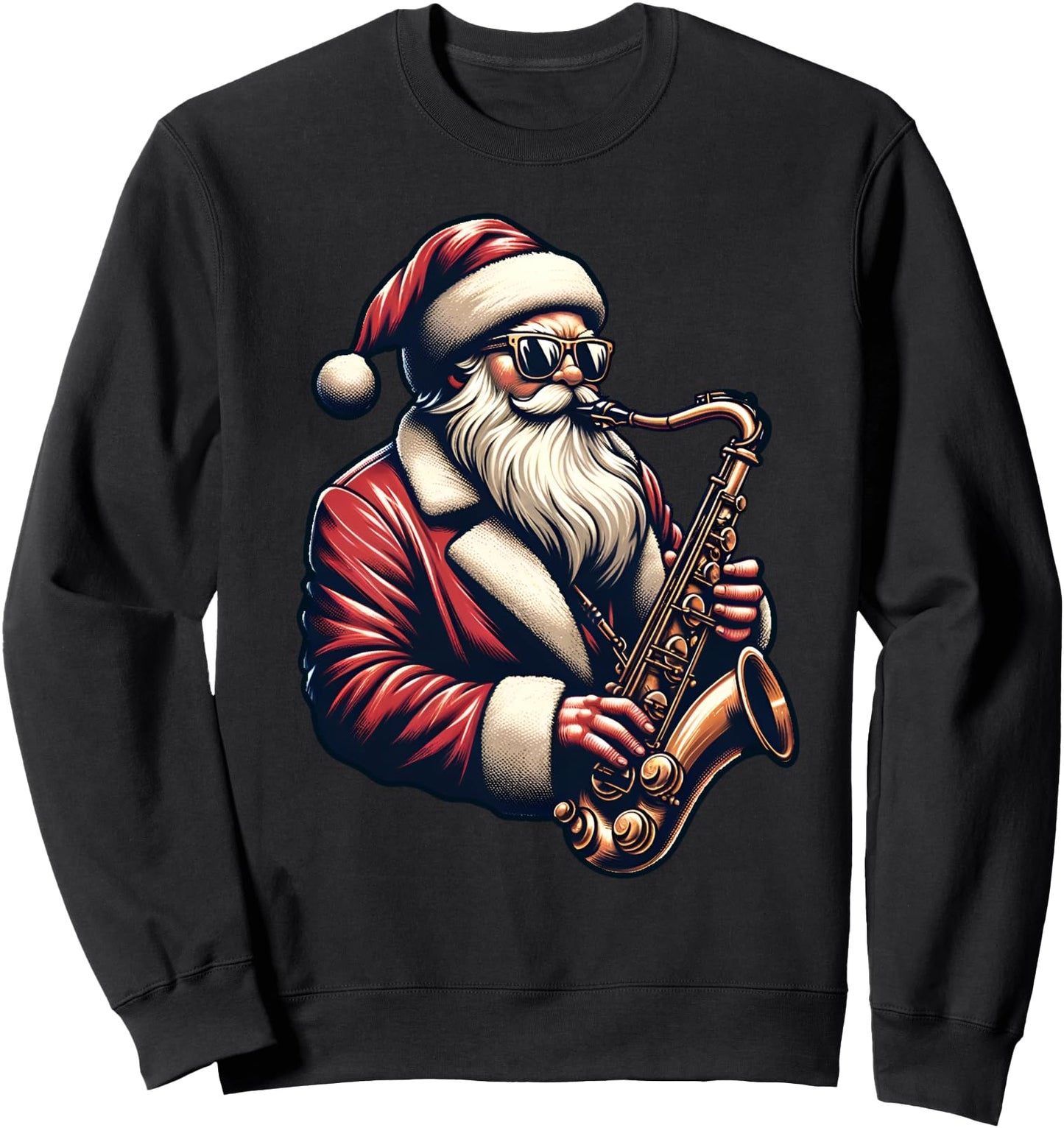 American Santa Playing Saxophone Xmas Jazz Christmas Musical Sweatshirt