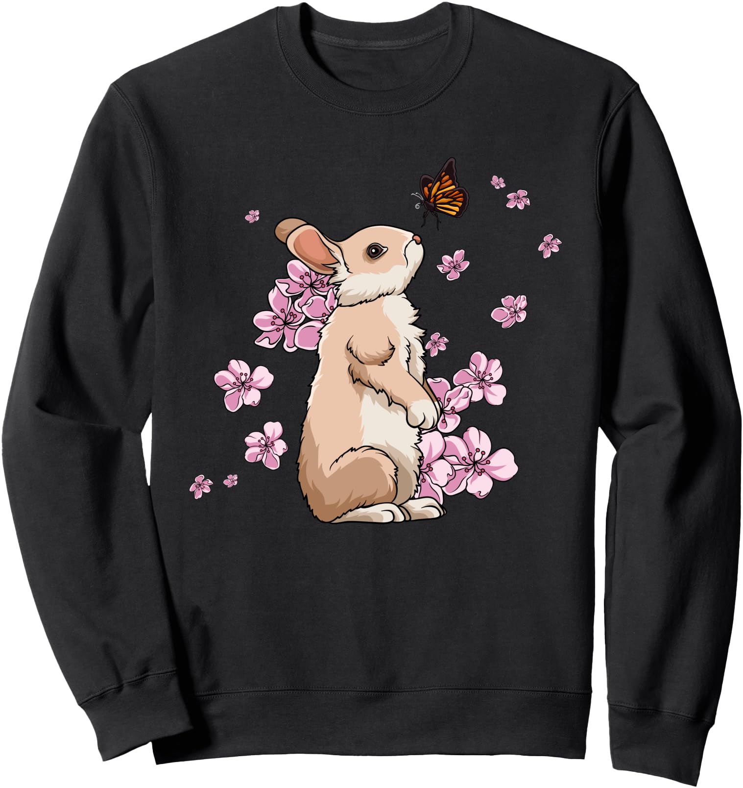 Rabbit With Butterfly Japanese Sakura Cherry Blossom Sweatshirt