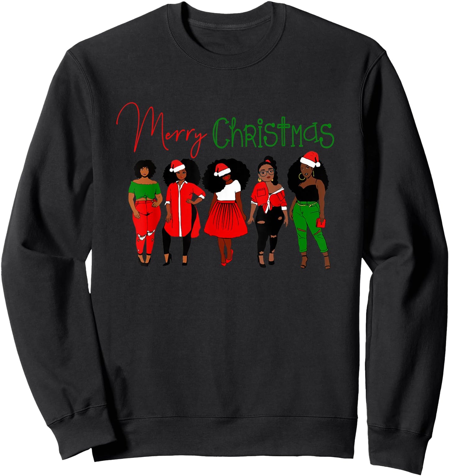 Black African American Santa Apparel Christmas Melanin Women Sweatshirt