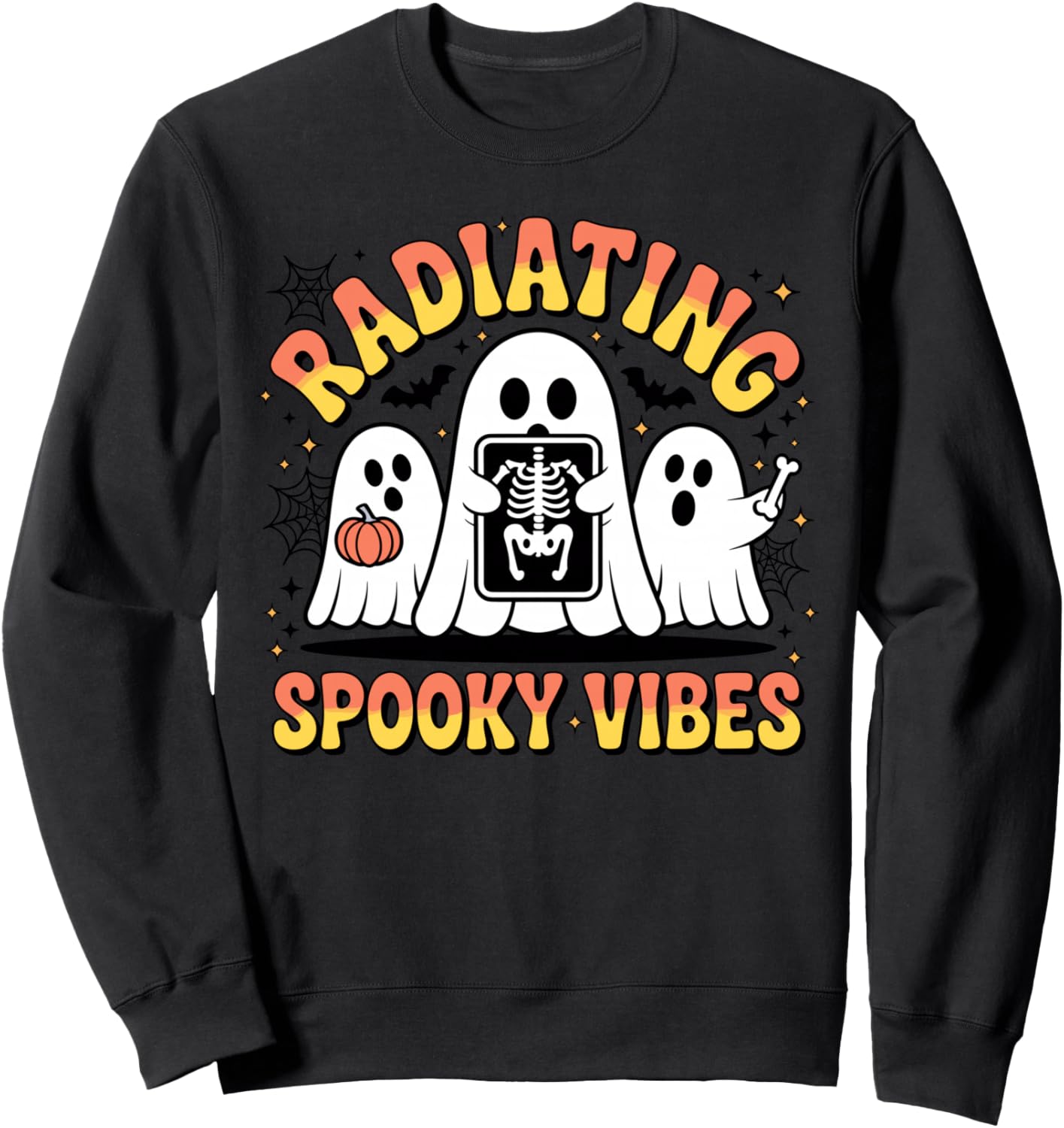 Ghosts Holding X-ray Radiating Spooky Vibes Halloween Sweatshirt