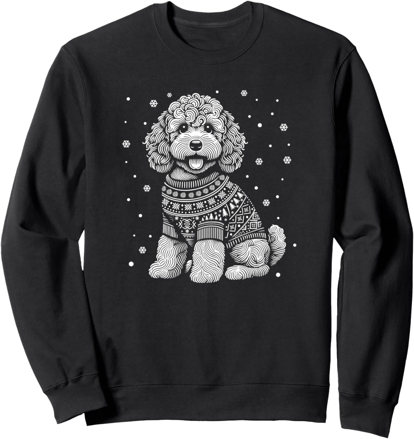 Christmas Cockapoo Dog Wearing a Winter Sweater Sweatshirt