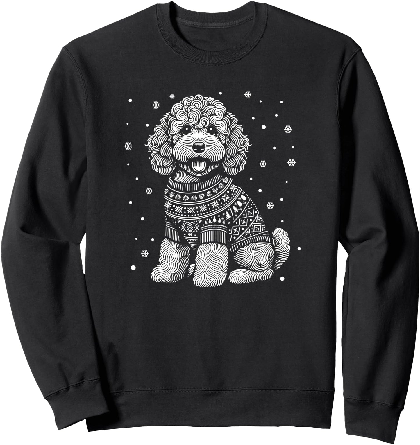 Christmas Cockapoo Dog Wearing a Winter Sweater Sweatshirt