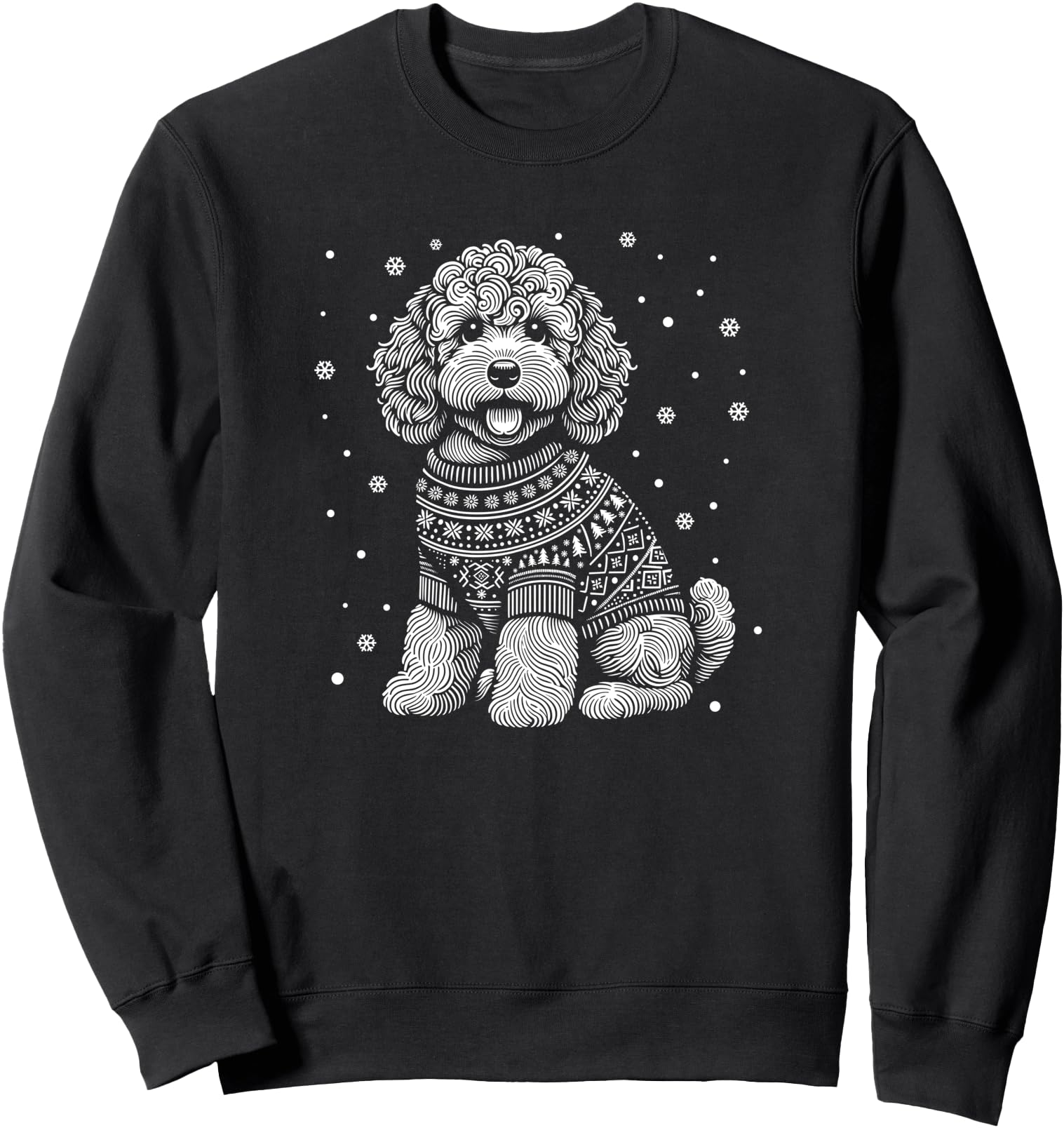 Christmas Cockapoo Dog Wearing a Winter Sweater Sweatshirt