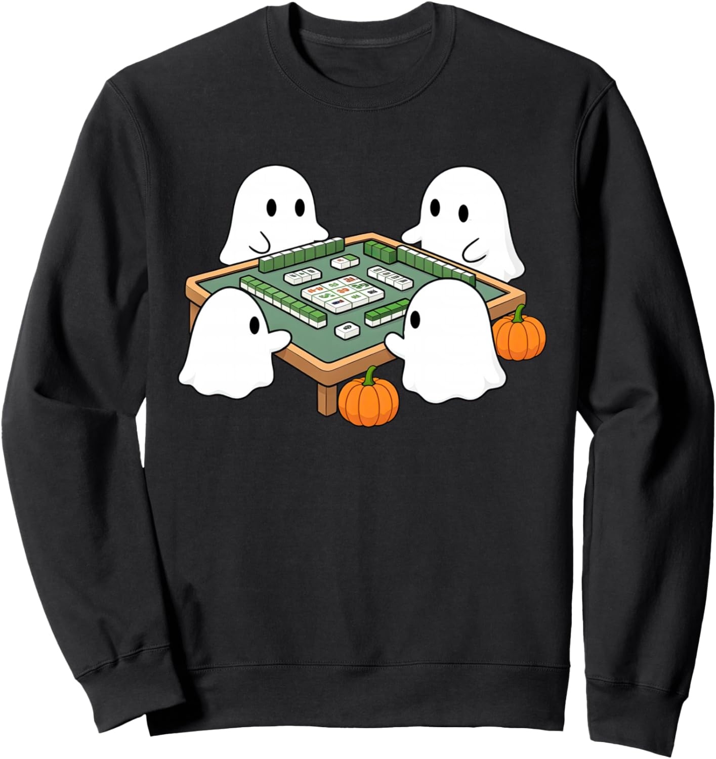 Halloween Ghost Playing Mahjong Spooky Season Game Day Fall Sweatshirt