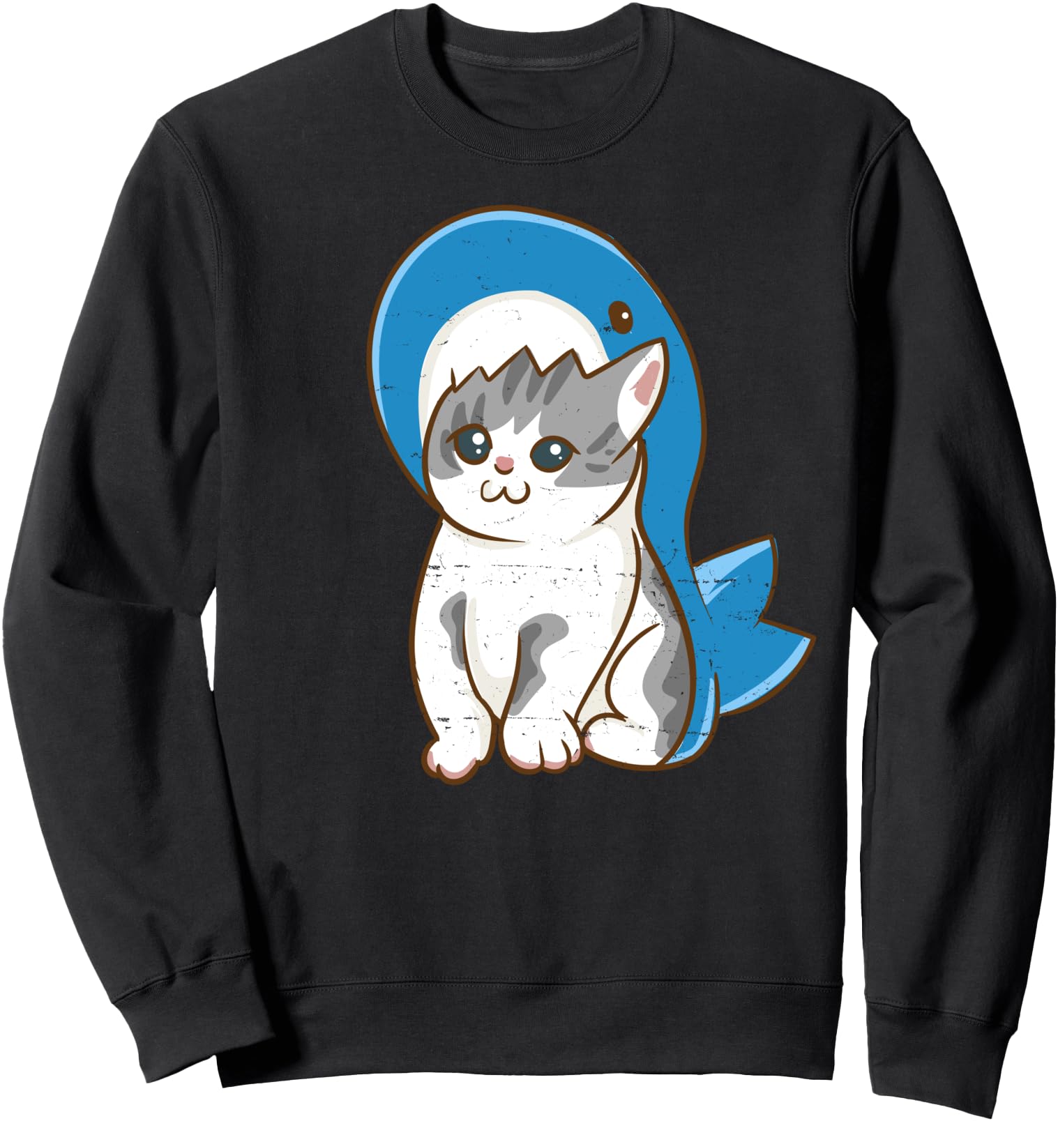 Cute Kawaii Anime Cat With Shark Costume Aesthetic Japanese Sweatshirt