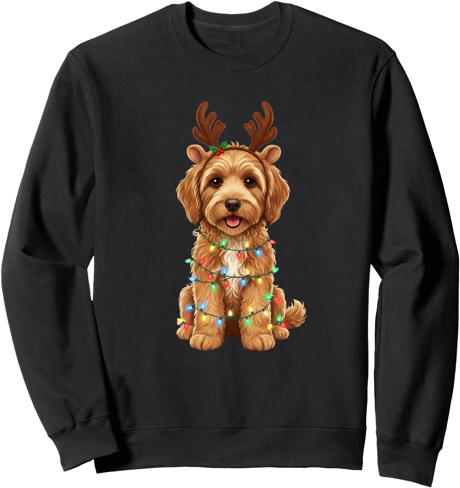 Happy Golden Doodle Christmas Lights Dog Festive Dog Mom Sweatshirt