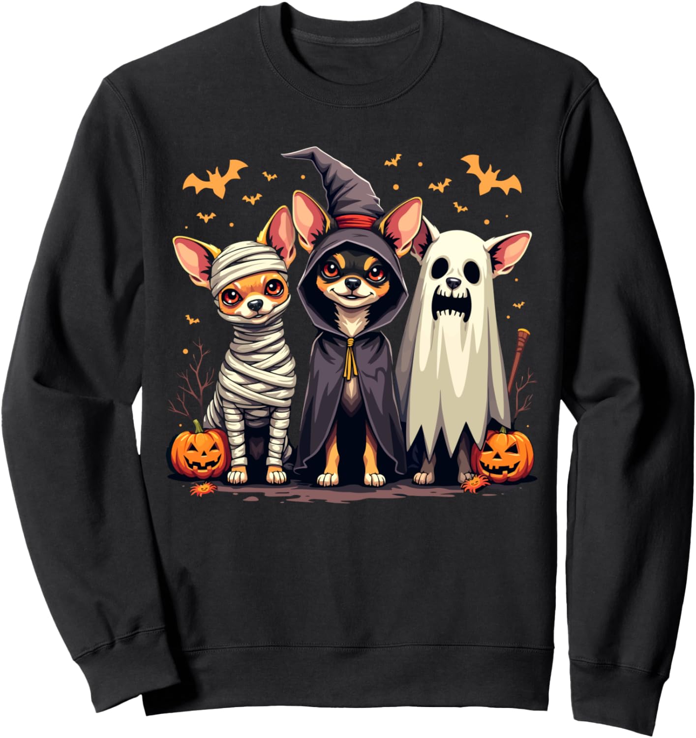 Chihuahua Halloween Costume Mummy Witch Ghost Dog Lover Sweatshirt