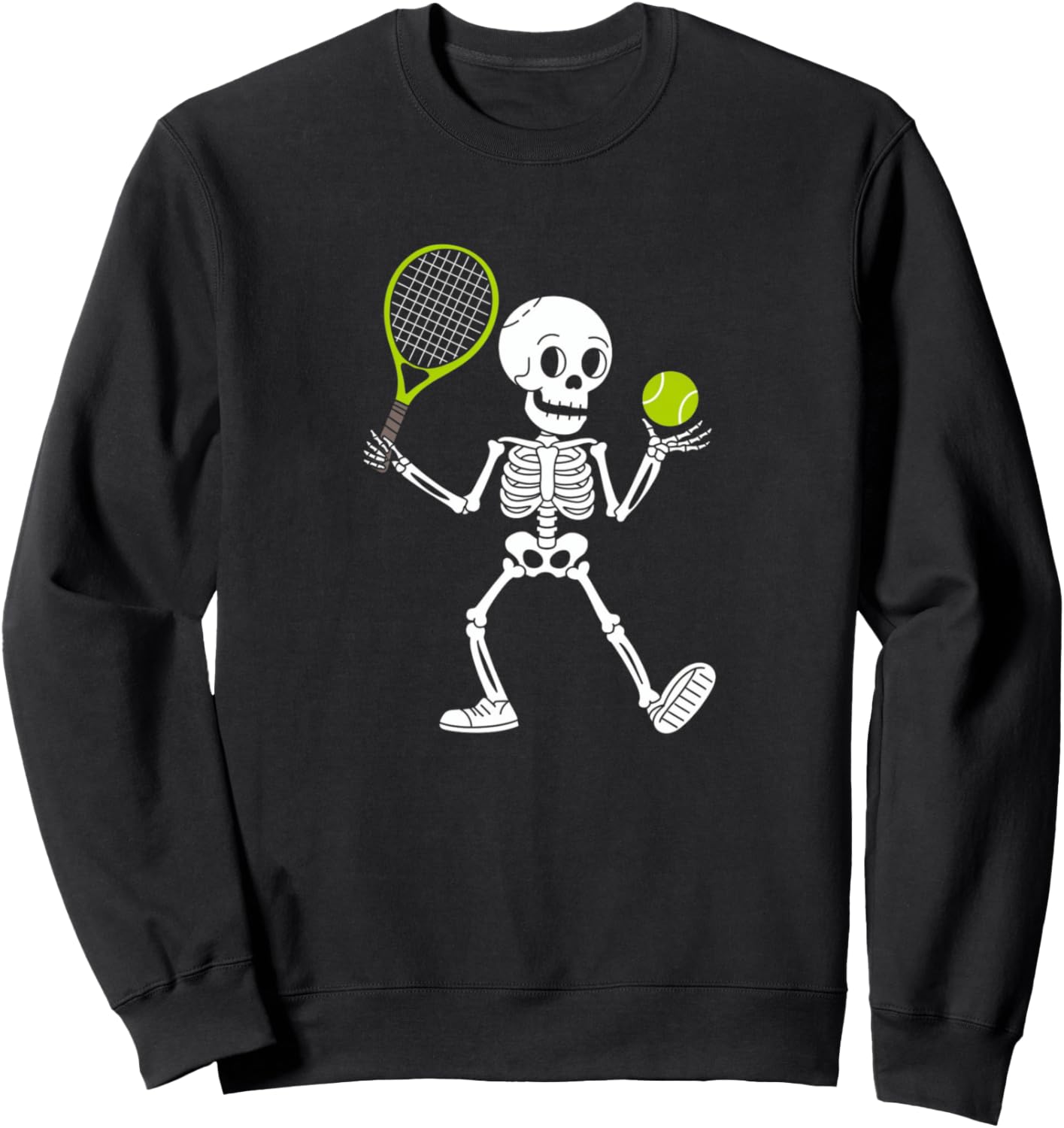 Skeleton Playing Tennis Lazy Halloween Funny Sport Sweatshirt