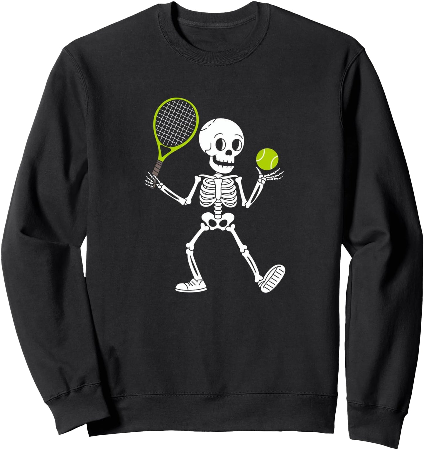 Skeleton Playing Tennis Lazy Halloween Funny Sport Sweatshirt