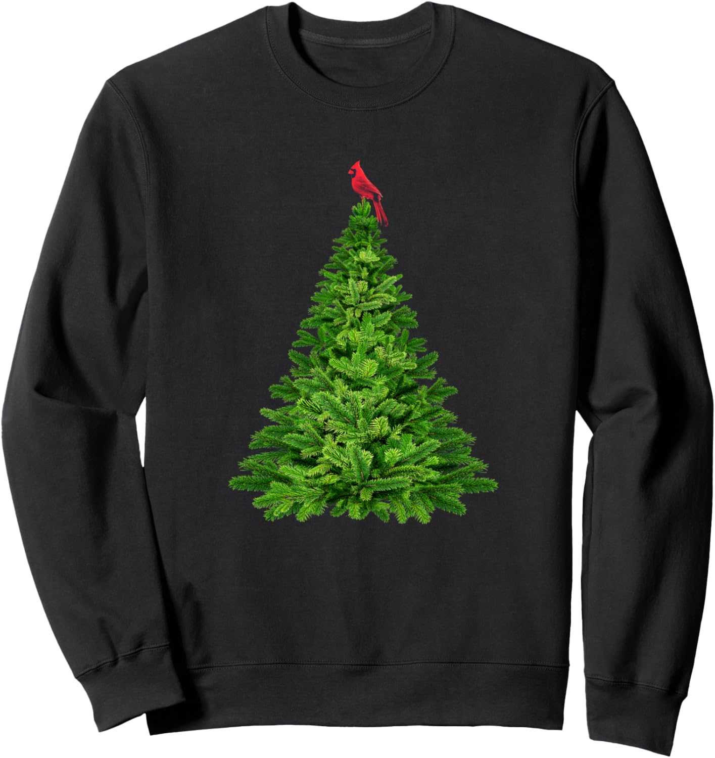 Cardinal Red Bird in Pine Tree Christmas Sweatshirt