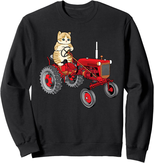 Cat is Riding a Classic Tractor Sweatshirt