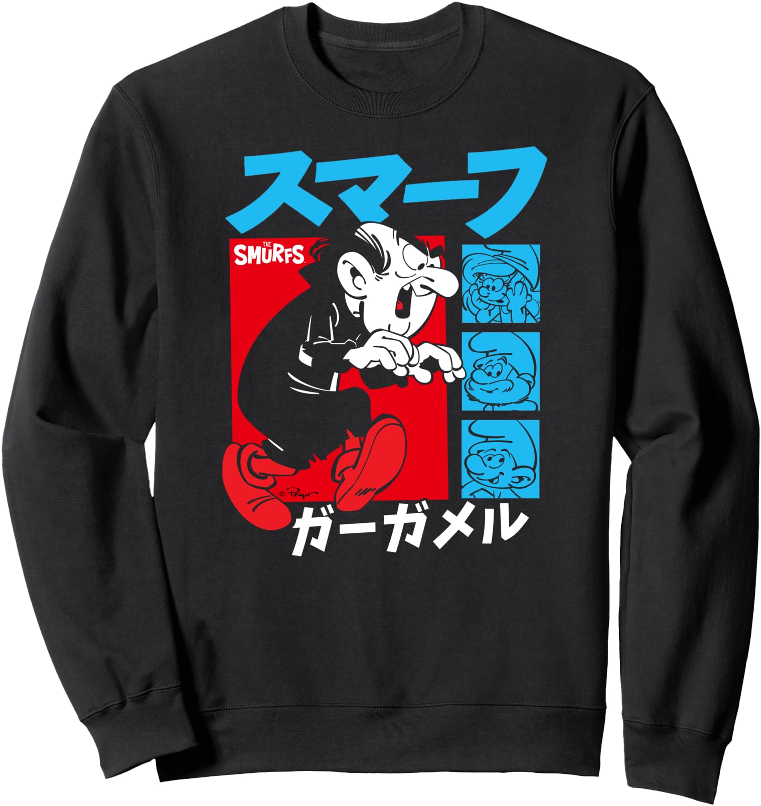 The Smurfs Gargamel Kanji Collage Vintage Cartoon Sweatshirt