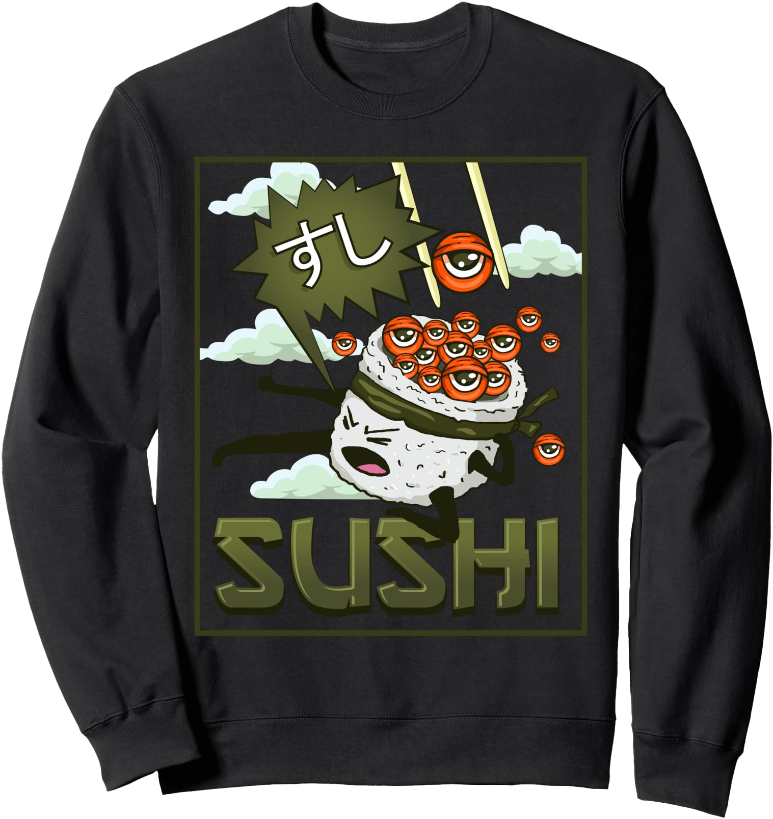 Weirdcore Aesthetic Kawaii Japanese Sushi Eyeballs Sweatshirt