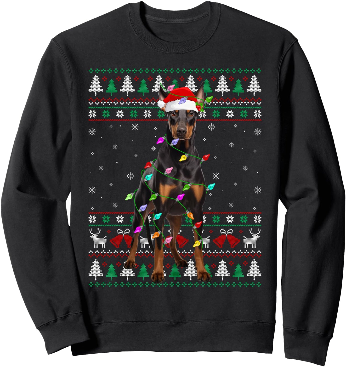 Doberman Pinscher Dog Christmas Ugly Sweater Dog Lights Xmas Sweatshirt